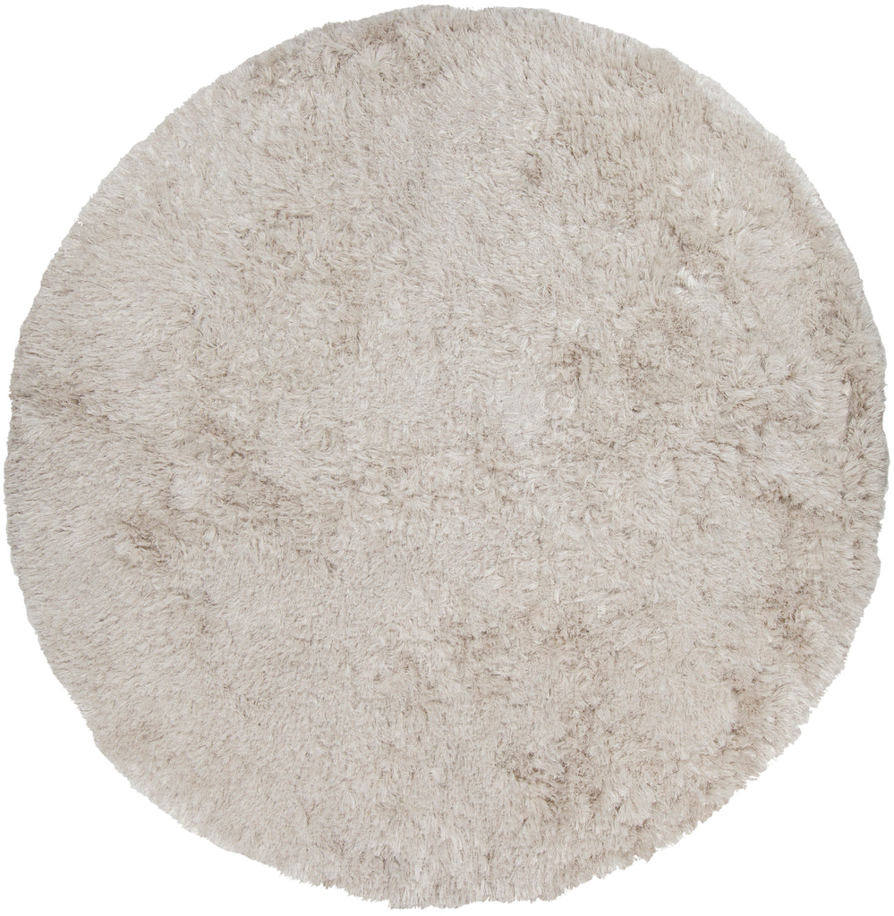 Chandra Rugs Celecot 60% Wool + 40% Polyester Hand-Woven Contemporary Shag Rug Off White 7'9 Round