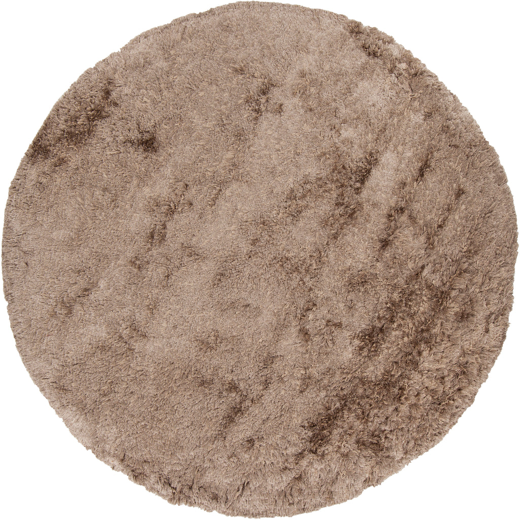 Chandra Rugs Celecot 60% Wool + 40% Polyester Hand-Woven Contemporary Shag Rug Taupe 7'9 Round