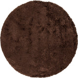 Chandra Rugs Celecot 60% Wool + 40% Polyester Hand-Woven Contemporary Shag Rug Dark Brown 7'9 Round