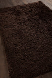 Chandra Rugs Celecot 60% Wool + 40% Polyester Hand-Woven Contemporary Shag Rug Dark Brown 9' x 13'