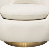 Celine Swivel Accent Chair in Light Cream Velvet w/ Brushed Gold Accent Band by Diamond Sofa