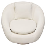 Celine Swivel Accent Chair in Light Cream Velvet w/ Brushed Gold Accent Band by Diamond Sofa