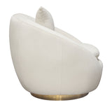 Celine Swivel Accent Chair in Light Cream Velvet w/ Brushed Gold Accent Band by Diamond Sofa