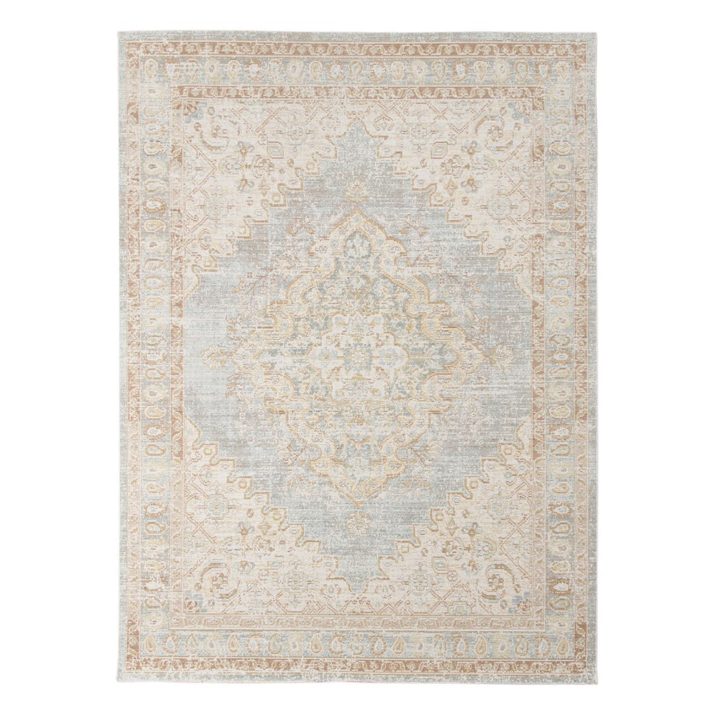 AMER Rugs Century CEN-11 Power-Loomed Medallion Transitional Area Rug Gray/Blue 7'10" x 10'6"