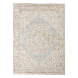 AMER Rugs Century CEN-11 Power-Loomed Medallion Transitional Area Rug Gray/Blue 7'10" x 10'6"