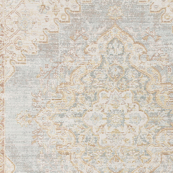 AMER Rugs Century CEN-11 Power-Loomed Medallion Transitional Area Rug Gray/Blue 7'10" x 10'6"