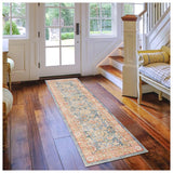 AMER Rugs Century CEN-15 Power-Loomed Bordered Transitional Area Rug Blue 2'6" x 8'