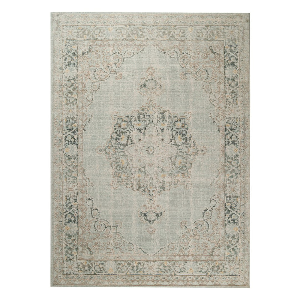 AMER Rugs Century CEN-21 Power-Loomed Medallion Transitional Area Rug Sea Green 7'10" x 10'6"