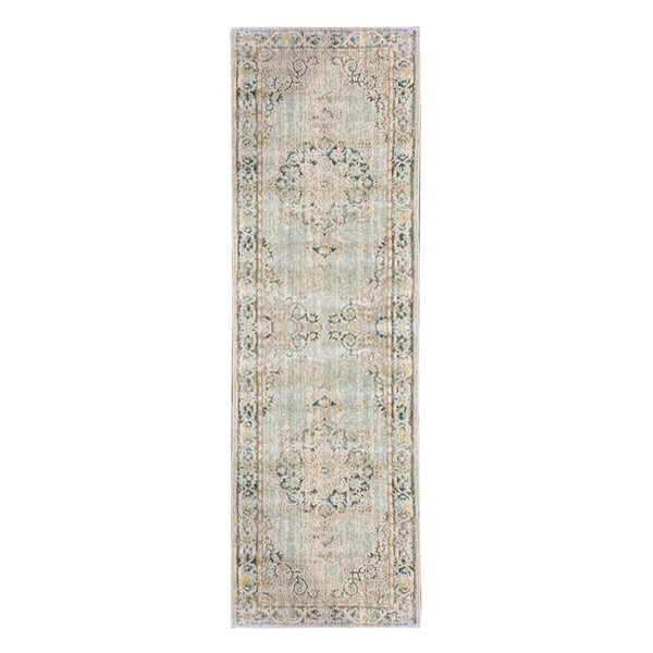 AMER Rugs Century CEN-21 Power-Loomed Medallion Transitional Area Rug Sea Green 2'6" x 8'