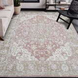 AMER Rugs Century CEN-23 Power-Loomed Medallion Classic Area Rug Coral 7'10" x 10'6"