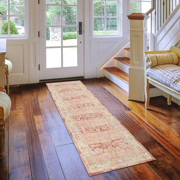 AMER Rugs Century CEN-8 Power-Loomed Bordered Transitional Area Rug Salmon 2'6" x 8'