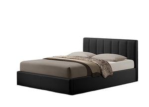 Baxton Studio Templemore Black Leather Contemporary Queen-Size Bed