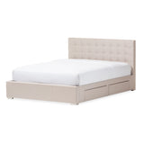 Baxton Studio Rene Modern and Contemporary Beige Fabric 4-drawer King Size Storage Platform Bed 
