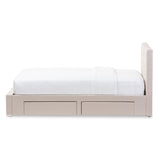 Baxton Studio Rene Modern and Contemporary Beige Fabric 4-drawer King Size Storage Platform Bed 
