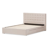 Baxton Studio Rene Modern and Contemporary Beige Fabric 4-drawer Queen Size Storage Platform Bed 
