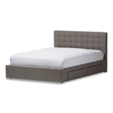 Rene Modern Contemporary Fabric 4 Drawer King Size Storage Platform Bed