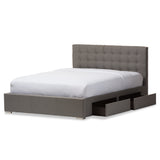 Baxton Studio Rene Modern and Contemporary Grey Fabric 4-drawer Queen Size Storage Platform Bed 
