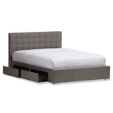 Baxton Studio Rene Modern and Contemporary Grey Fabric 4-drawer Queen Size Storage Platform Bed 
