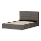 Baxton Studio Rene Modern and Contemporary Grey Fabric 4-drawer Queen Size Storage Platform Bed 
