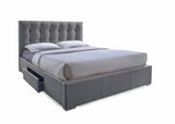 Sarter Contemporary Grid Tufted Fabric Upholstered Storage King Bed