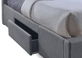 Baxton Studio Sarter Contemporary Grid-Tufted Grey Fabric Upholstered Storage King-Size Bed with 2-drawer