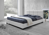 Baxton Studio Vivaldi Modern and Contemporary White Faux Leather Padded Platform Base Full Size Bed Frame