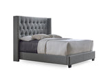 Baxton Studio Katherine Contemporary Grey Fabric Nail head Trim King Size Wingback Bed