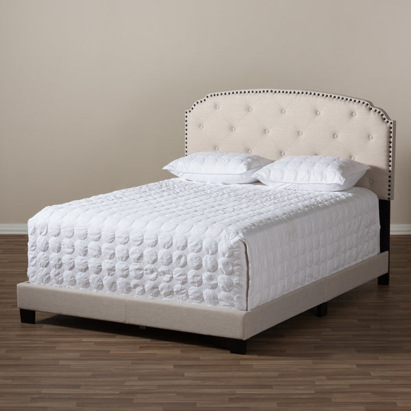 Baxton Studio Lexi Modern and Contemporary Light Beige Fabric Upholstered Full Size Bed