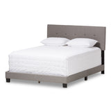 Hampton Modern and Contemporary Light Grey Fabric Upholstered Queen Size Bed