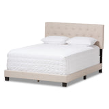 Cassandra Modern and Contemporary Light Beige Fabric Upholstered King Size Bed