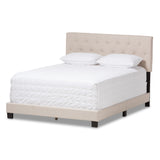 Cassandra Modern and Contemporary Light Beige Fabric Upholstered Queen Size Bed