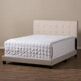 Baxton Studio Brookfield Modern and Contemporary Beige Fabric Upholstered Grid-tufting Queen Size Bed