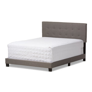 Baxton Studio Brookfield Modern and Contemporary Grey Fabric Upholstered Grid-tufting Queen Size Bed