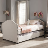 Baxton Studio Alessia Modern and Contemporary Beige Fabric Upholstered Daybed with Guest Trundle Bed