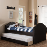 Baxton Studio Alessia Dark Brown Faux Leather Upholstered Daybed with Guest Trundle Bed