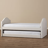 Baxton Studio Alessia White Faux Leather Upholstered Daybed with Guest Trundle Bed