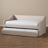 Baxton Studio Barnstorm Modern and Contemporary Beige Fabric Upholstered Daybed with Guest Trundle Bed