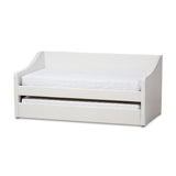 Baxton Studio Barnstorm Modern and Contemporary White Faux Leather Upholstered Daybed with Guest Trundle Bed