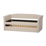 Baxton Studio Camino Modern and Contemporary Beige Fabric Upholstered Daybed with Guest Trundle Bed