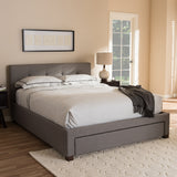 Baxton Studio Brandy Modern and Contemporary Grey Fabric Upholstered Queen Size Platform Bed with Storage Drawer