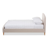 Baxton Studio Mia Mid-Century Light Beige Fabric Upholstered King Size Platform Bed