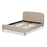 Baxton Studio Mia Mid-Century Light Beige Fabric Upholstered Queen Size Platform Bed