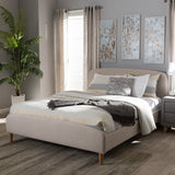 Baxton Studio Mia Mid-Century Light Beige Fabric Upholstered Full Size Platform Bed