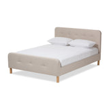 Baxton Studio Samson Mid-Century Light Beige Fabric Upholstered Full Size Platform Bed