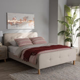 Baxton Studio Samson Mid-Century Light Beige Fabric Upholstered Full Size Platform Bed