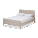 Baxton Studio Samson Mid-Century Light Beige Fabric Upholstered Full Size Platform Bed