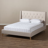 Baxton Studio Adelaide Retro Modern Light Beige Fabric Upholstered King Size Platform Bed