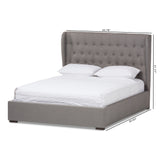 Baxton Studio Taylor Modern and Contemporary Light Grey Fabric Queen Size Gas-Lift Platform Bed 