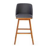 English Elm EE1529 Transitional Commercial Grade Leather Barstool - Set of 2 Gray LeatherSoft/Walnut EEV-12327