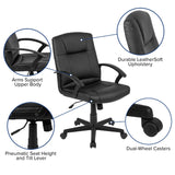 English Elm EE1531 Contemporary Commercial Grade Leather Task Office Chair Black EEV-12329